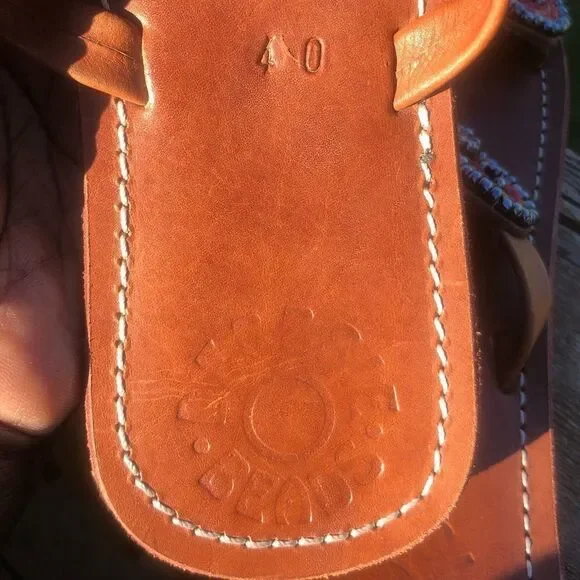 NWOT Debbsie Beads handmade Kenyan beaded leather sandals, size 40, size 9 - Picture 8 of 8